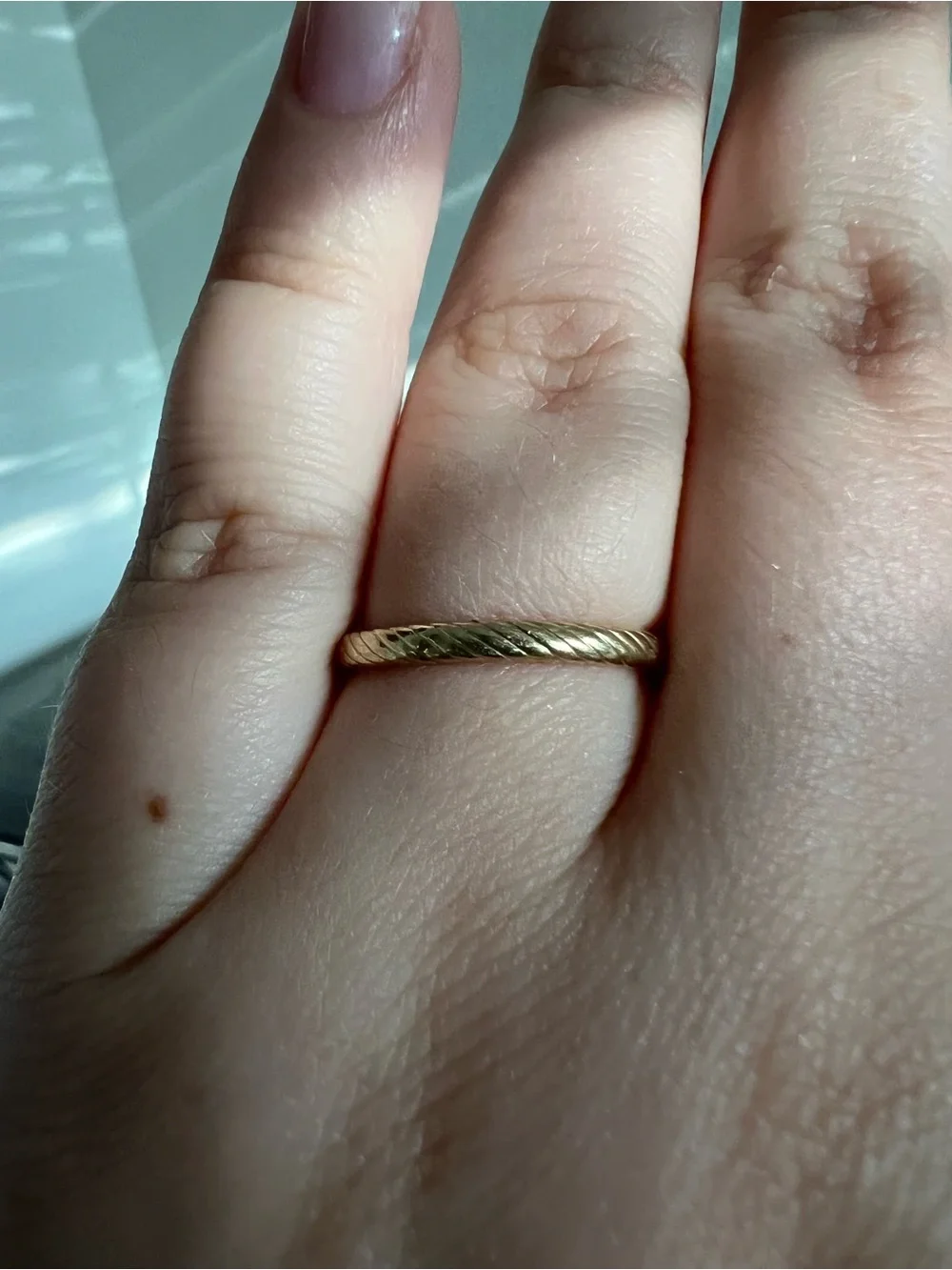10k solid gold rope twist stacker ring